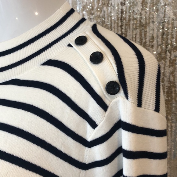 WHITE HOUSE BLACK MARKET STRIPED MOCK NECK SWEATER - Picture 5 of 11